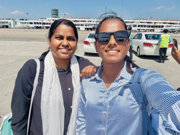 Shared triumph: Arifa Jahan Bithi, who first spotted Marufa’s spark in Rangpur, shares a proud smile with Bangladesh’s rising pace star.