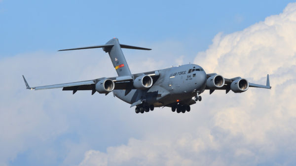 A C-17 Globemaster in flight.