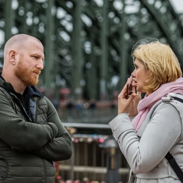 middle-aged couple arguing