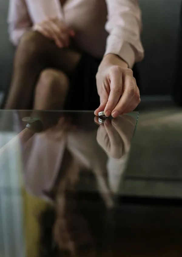 woman admits married money putting wedding ring down