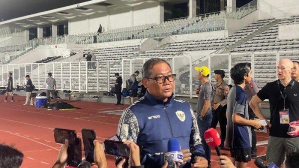 Manajer Timnas Indonesia, Sumardji, saat ditemui di Stadion Madya, Senayan, Jakarta, Minggu (17/11/2024)