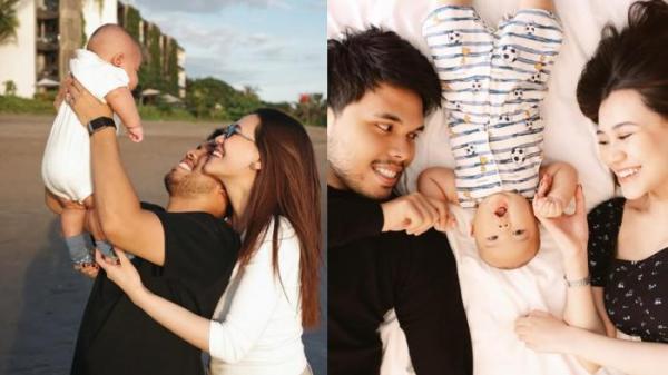 ANAK PERTAMA - Thariq Halilintar dan Aaliyah Massaid perlihatkan wajah Baby Arash dicapture Sabtu (13/9/2025).