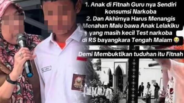 LAPORKAN GURU - Unggahan influencer asal Palembang, Nita Fsagung, yang mengaku anaknya dituduh menggunakan narkoba oleh oknum guru dan wakil kepala sekolah di SMK Negeri di Palembang. Ia pun murka setelah tahu hasil tes narkoba terhadap sang anak. Wali Murid nekat laporkan guru meski sudah minta maaf.
