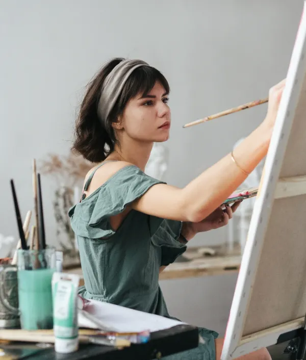 woman engaging in creative activity