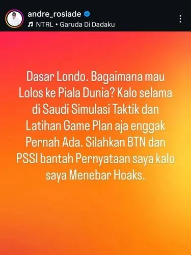 Postingan Andre Rosiade di akun Instagram miliknya