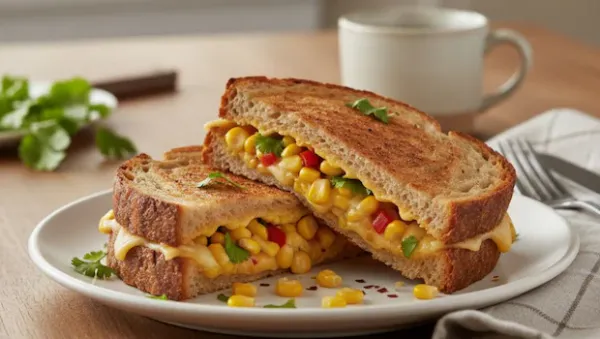 Corn & Cheese Sandwich offers a fun mix of melty cheese and crunchy corn