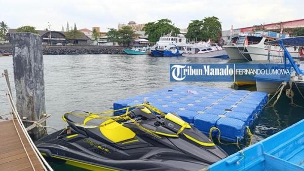 JET SKI - Potret Jet ski yang mengalami insiden kecelakaan laut di Teluk Manado, Sulut pada Senin, 3 November 2025. Pantauan TribunManado.co.id pada Selasa, 4 November 2025, jet ski tersebut tersandar di Dermaga Manado Bay, Kawasan Megamas, Kecamatan Wenang, Kota Manado, Sulawesi Utara (Sulut).