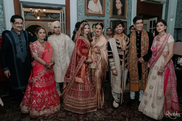 (From left) Kumar Mangalam Birla, Avanti Birla, Vedant Birla, Tejal Kulkarni, Rekha, Yash Birla, Manish Malhotra and Neerja Birla (From left) Kumar Mangalam Birla, Avanti Birla, Vedant Birla, Tejal Kulkarni, Rekha, Yash Birla, Manish Malhotra and Neerja Birla