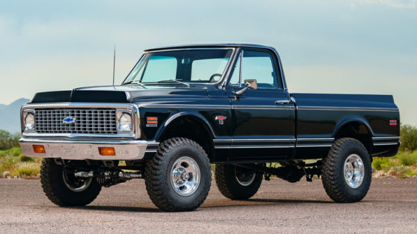 Front 3/4 of Chevy K10 short bed truck.
