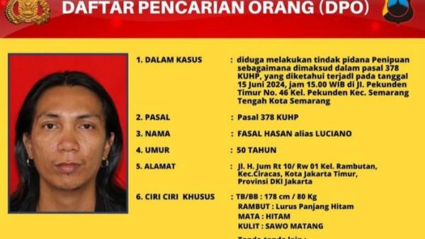 BURONAN - Fasal Hasan menjadi buronan setelah melakukan aksi penipuan pembuatan lagu dengan AI. (DOK. POLRESTABES SEMARANG)