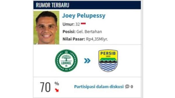 RUMOR TRANSFER PERSIB BANDUNG - Joey Pelupessy 70 persen merapat ke Persib Bandung