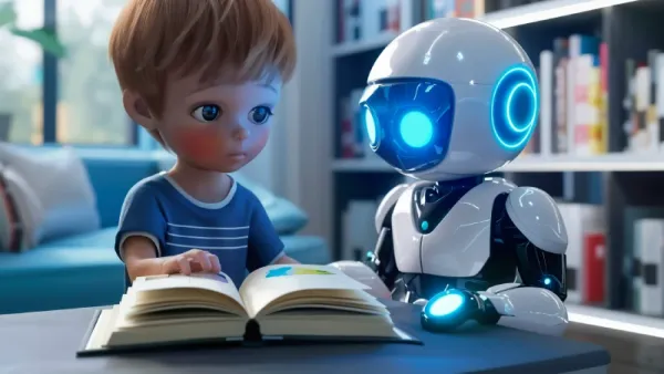 cartoon ai robot scene AI in Education