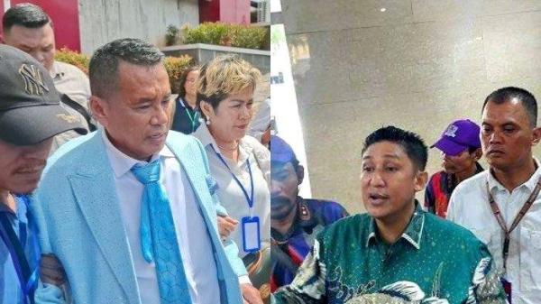 DIUSIR - Kolase foto Hotman Paris, dan Firdaus Oiwobo membuat kegaduhan hingga diusir dari  ruang sidang di Pengadilan Negeri (PN) Jakarta Pusat, pada Senin (10/3/2025).