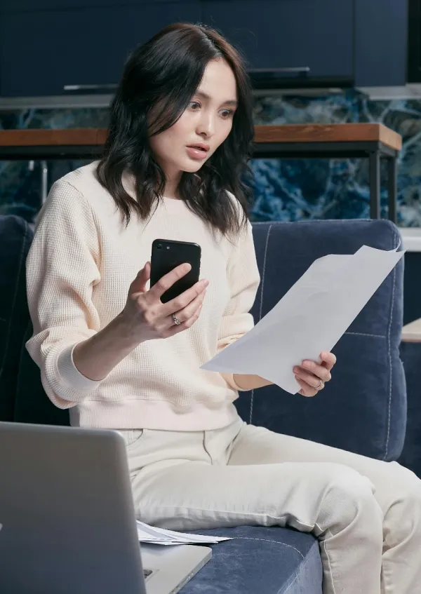 young woman worried about debt