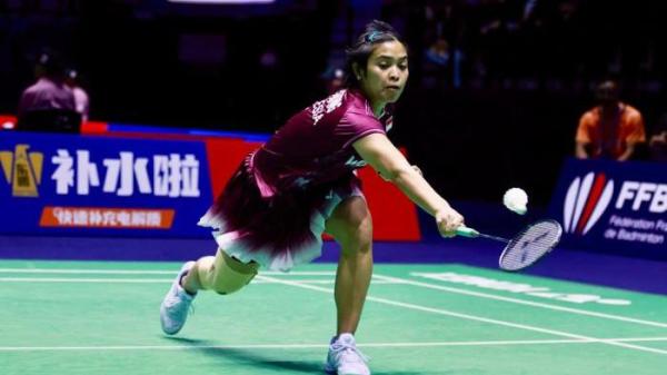 GREGORIA MARISKA TUNJUNG - Pebulutangkis tunggal putri Indonesia, Gregoria Mariska Tunjung sukses melaju ke babak 16 usai mengalahkan wakil Denmark, Julie Dawall Jakobsen secara straight game, 21-17, 21-8 di Adidas Arena, Paris, Prancis, Rabu (27/8/2025).