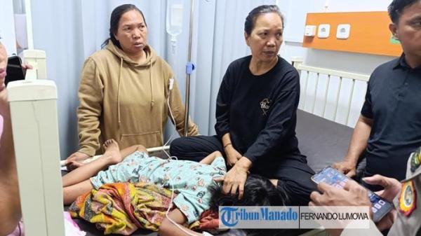 DIRAWAT - Bocah Roy Rusli menjalani perawatan di RS Bhayangkara Manado, Senin (17/11/2025) malam.