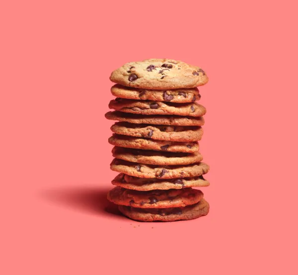 Stack of Jill Neiberg chocolate chip cookies.