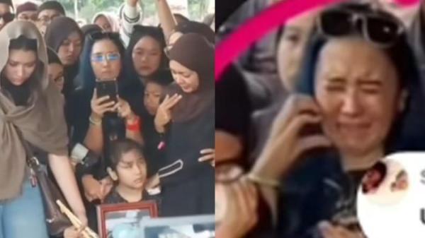 Penampakan wanita rambut biru dekat istri Gary Iskak (KIRI). Wanita rambut biru nangis (KANAN). T