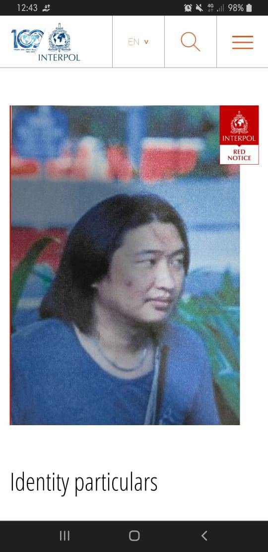 Wajah Fredy di situs Interpol. Foto: Dok. Istimewa