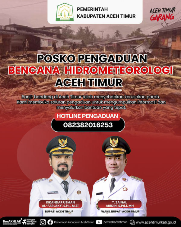 Hotline pengaduan bencana Aceh Timur. Foto: Dok. Pemkab Aceh Timur