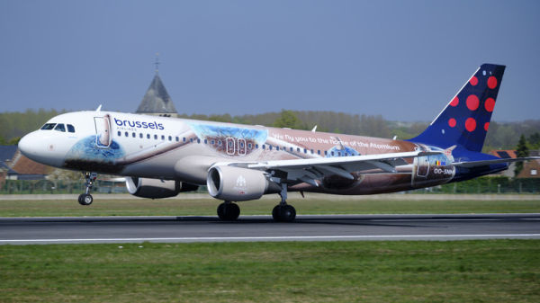 Airbus A320 aircraft taking off on runway