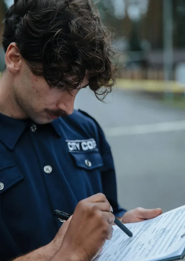 police officer making a report