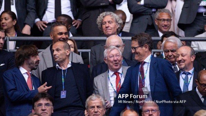 Andrea Pirlo, Ruud Gullit, Sir Alex Ferguson, Fabio Capello, dan Rafa Benitez di Final Liga Champions Dortmund vs Real Madrid di Stadion Wembley di London, Inggris, pada 1 Juni 2024.