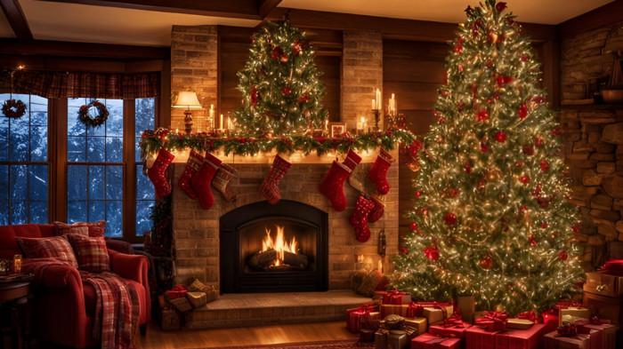 SUASANA NATAL- Ilustrasi sebuah rumah yang didekorasi sesuai kondisi Natal.