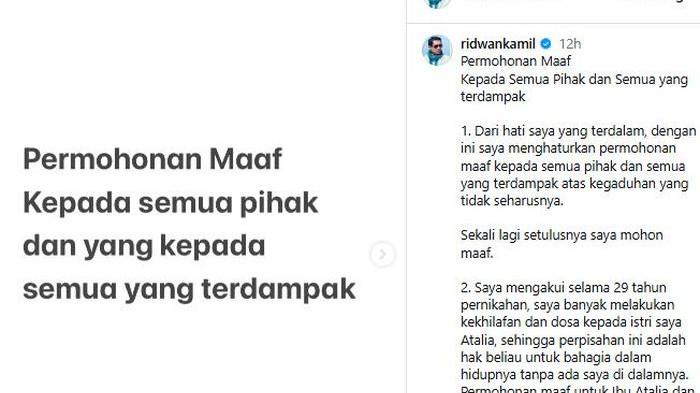 Ridwan Kamil akui dosa selama 29 tahun menikah dengan Atalia Praratya