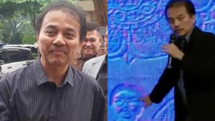 TUDINGAN ROY SURYO - Kolase Roy Suryo (kiri) Roy Suryo tunjuk foto ijazah Jokowi (kanan). Roy Suryo Kuliti Foto Ijazah Jokowi