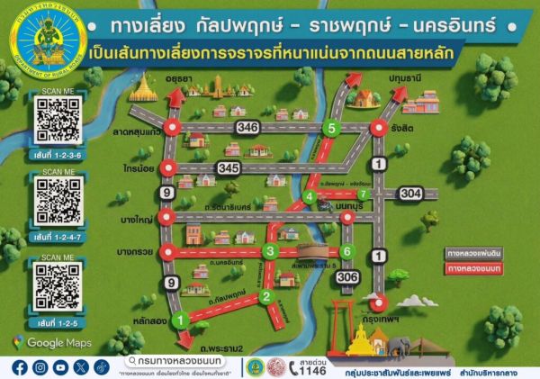 เปิดวิ่งฟรีมอเตอร์เวย์ 6 เส้นทาง พร้อมแนะ 7 เส้นทางเลี่ยงรถติดทั่วไทย