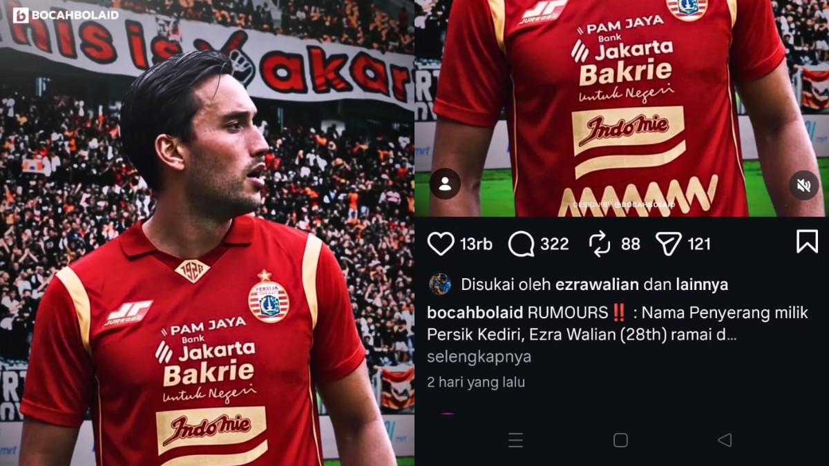 RUMOR TRANSFER PERSIJA JAKARTA - Potret kode Ezra Walian yang kepergok like unggahan akun yang merumorkan dirinya ke Persija Jakarta.