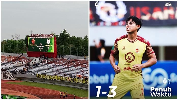 SFC TELAN KEKALAHAN - Sriwijaya FC harus kembali menelan pil pahit setelah ditaklukkan tamunya, PSMS Medan, dengan skor 3-1 pada pekan ke-13 Pegadaian Championship musim 2025/26 di Stadion Gelora Sriwijaya Jakabaring Palembang, Sabtu (27/12/2025) sore..