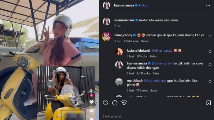 Tangkapan layar postingan Lisa Mariana yang colek Aura Kasih