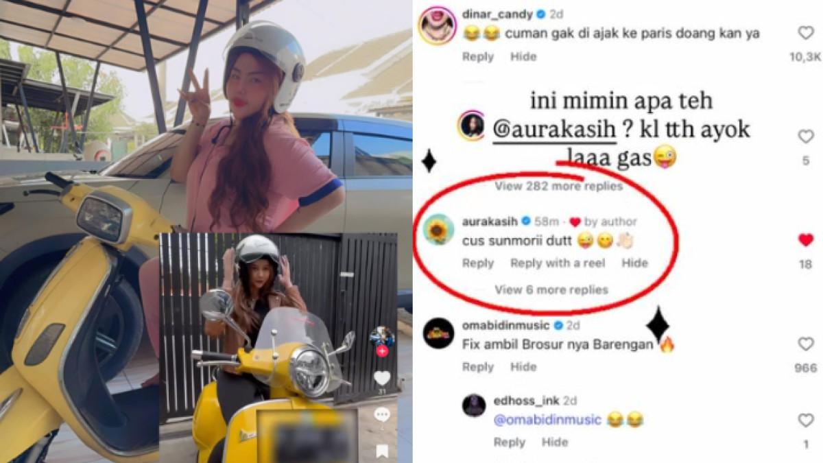 POSTINGAN LISA MARIANA - Lisa Mariana unggah fotonya duduk di motor warna kuning yang disandingkan dengan foto Aura Kasih. Tanpa diduga, Aura Kasih meninggalkan komentar pada postingan tersebut.