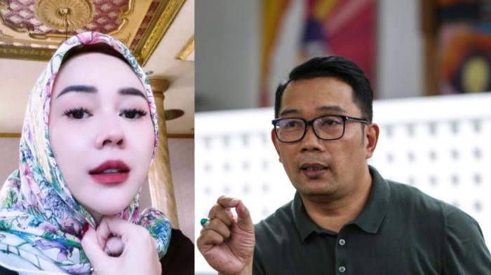 AURA KASIH DAN RIDWAN KAMIL - Kolase foto Aura Kasih dan Ridwan Kamil. Aura Kasih bantah isu jadi orang ketiga Ridwan Kamil.