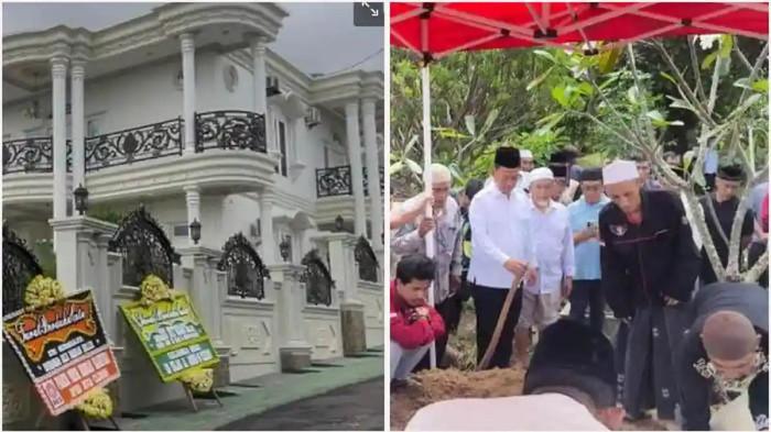 MISTERI PEMBUNUHAN - Rumah Maman Suherman (kiri) dan proses pemakaman MAHM (9) sang anak yang ditemukan tewas dengan 19 tusukan di kamar. Pakar menduga pelaku adalah orang yang paham dengan situasi rumah. Apalagi kejadian berlangsung saat Maman dan istri sedang tidak ada di rumah.