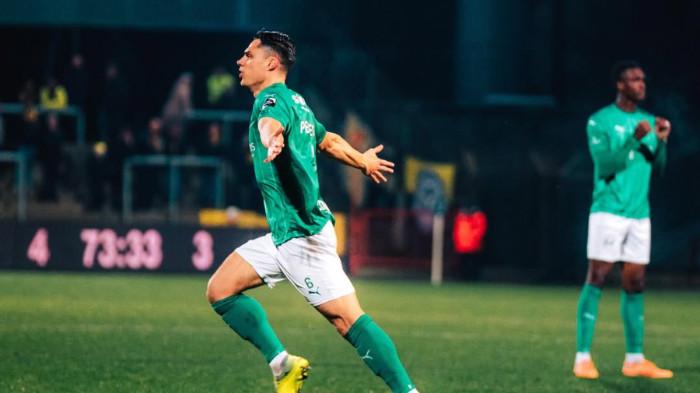SELEBRASI PELUPESSY - Pemain Timnas Indonesia, Joey Pelupessy, merayakan gol ketika memperkuat Lommel SK menghadapi K. Lierse S.K. pada laga pekan ke-19 Liga Pro Chalengger, Sabtu (20/12/2025). (Instagram Lommel - 20/12/2025) 