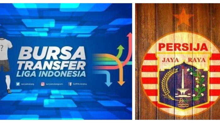 Kolase Foto Ilustrasi Bursa Transfer Liga Indonesia dan Logo Persija Jakarta.