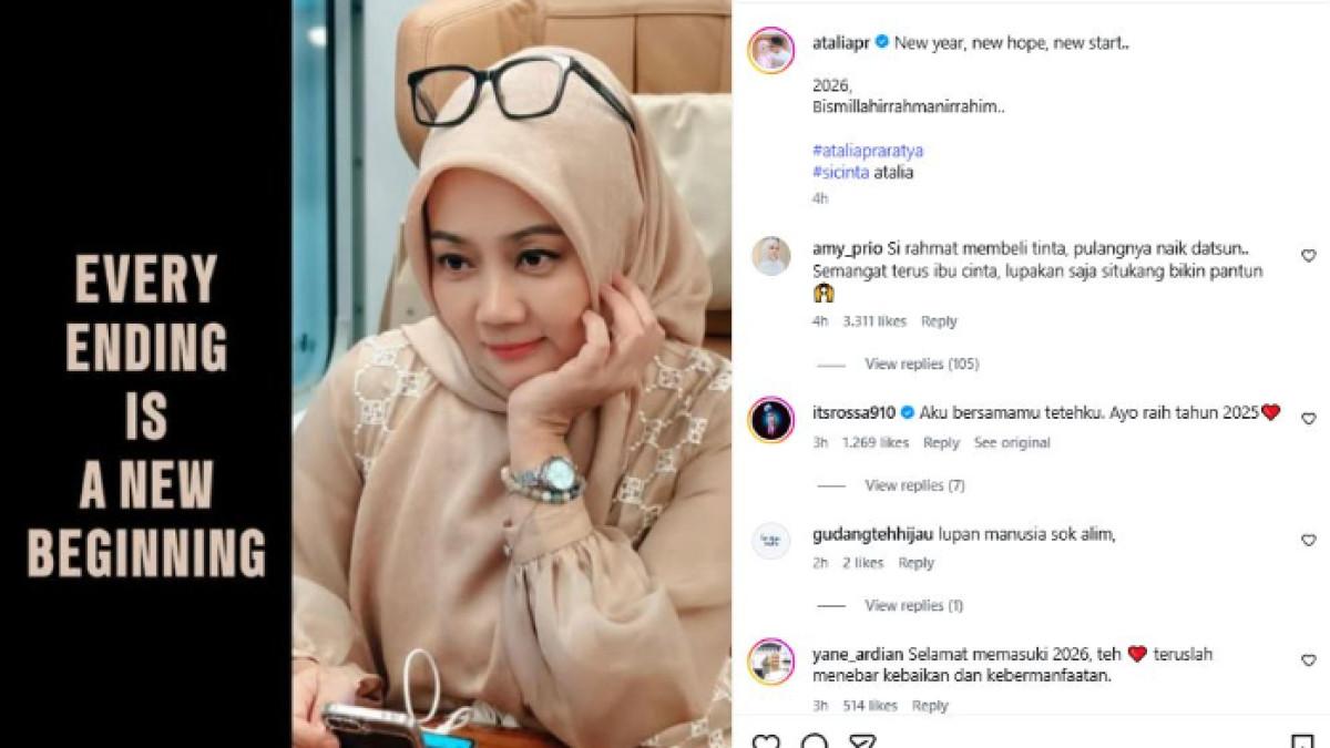 POSTINGAN ATALIA PRARATYA - Atalia Praratya mengunggah postingan menarik di awal tahun 2026. Ia menulis harapan untuk tahun yang baru.