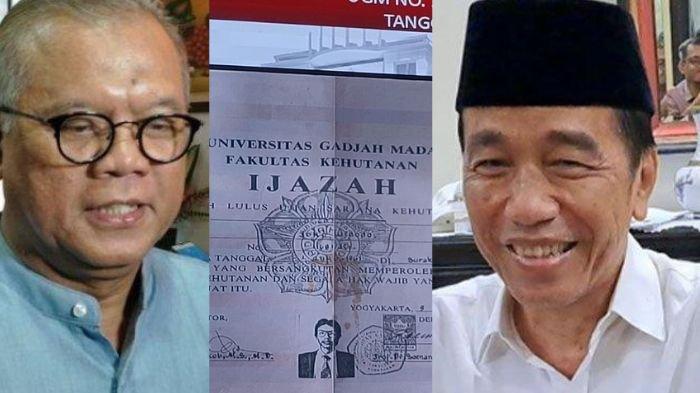 IJAZAH JOKOWI - (kiri) Pakar hukum pidana dari Universitas Trisakti, Abdul Fickar Hadjar. (tengah) ijazah Jokowi. (kanan) Presiden ke-7 RI, Joko Widodo