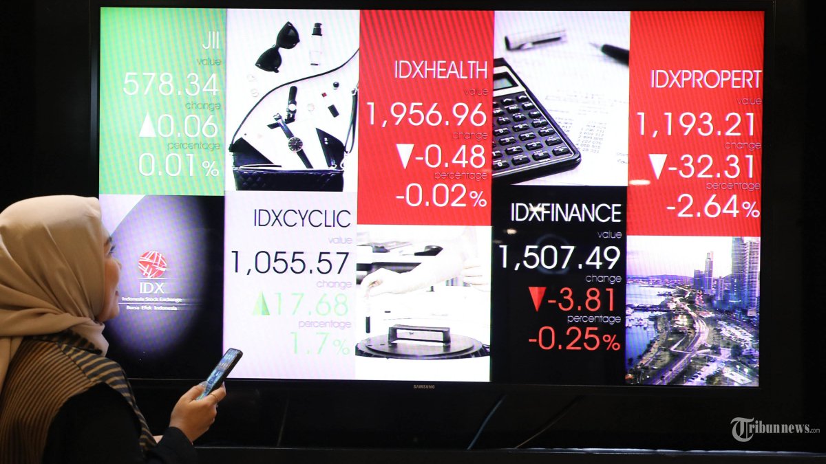 IHSG MENGUAT - Karyawan mengamati pergerakan Indeks Harga Saham Gabungan (IHSG) di Jakarta, Senin (1/12/2025). IHSG ditutup menguat 40,082 poin atau 0,47 persen ke level 8.548,788 pada akhir perdagangan. Tercatat 317 saham menguat, 380 saham melemah dan 113 saham stagnan. TRIBUNNEWS/IRWAN RISMAWAN