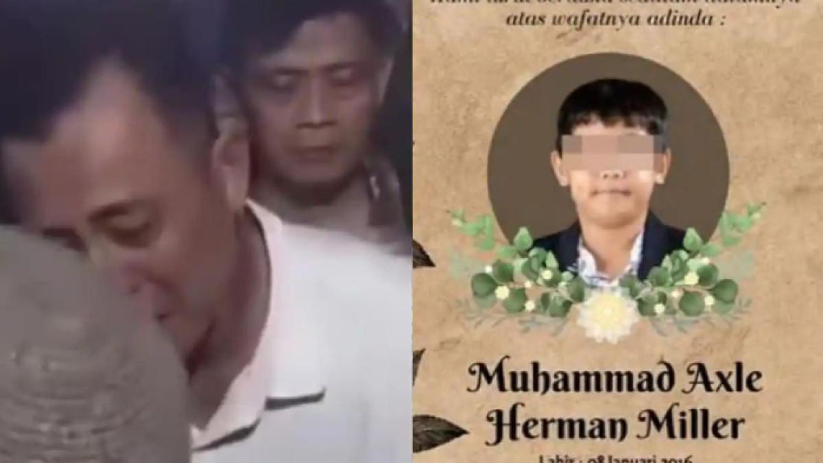 KEMATIAN ANAK MAMAN SUHERMAN - Mencoba tegar melihat kondisi sang anak yang penuh luka tusukan, Maman Suherman menggendong MAHM hingga bajunya ikut berlumuran darah.