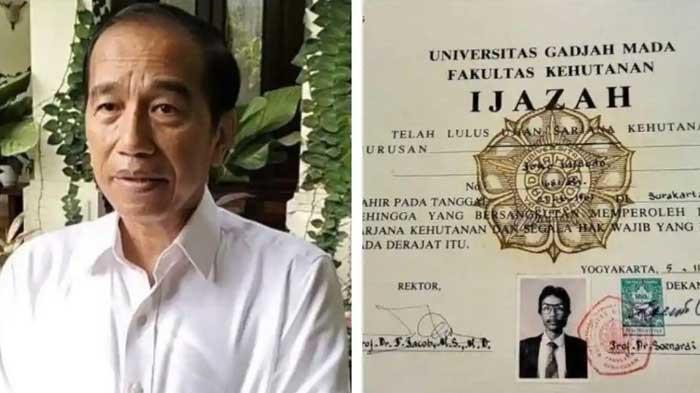 IJAZAH JOKOWI - Kolase foto Jokowi dan diduga ijazahnya. Ahli Forensik Dokumen Sebut Pernyataan Rektor UGM Soal Ijazah Jokowi Asli Belum Tentu Benar.