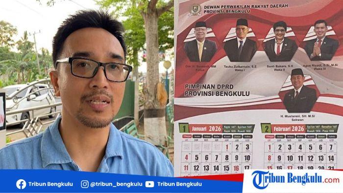 PENGADAAN KALENDER - Kolase Sony Taurus Direktur Eksekutif Puskaki Bengkulu (kiri) dan foto Kalender dinding DPRD Bengkulu (kanan).