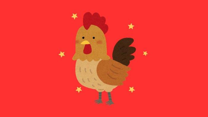 ILUSTRASI SHIO AYAM - Lambang Shio Ayam yang dibuat di Canva pada Rabu (11/6/2025).