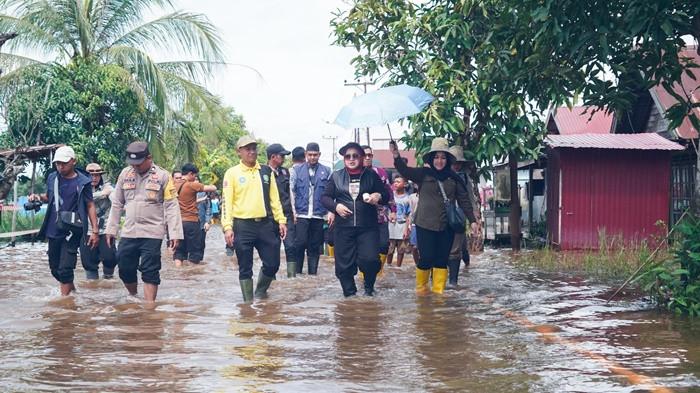 Ketua tp pkk tapin kunjungan banjir