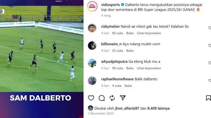 Aremania banjiri kolom komentar Instagram Dalberto
