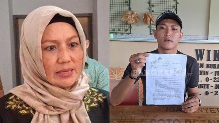 TERSANGKA IJAZAH PALSU - Bareskrim Polri telah menetapkan Hellyana sebagai tersangka kasus ijazah palsu.(kanan)  Ahmad Sidik, aktivis mahasiswa yang melaporkan Wakil Gubernur Babel, Hellyana, saat menggelar jumpa pers terkait penetapan tersangka di salah satu warung kopi di Pangkalpinang, Senin (22/12/2025).