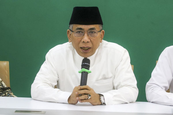 Ketum PBNU, Yahya Cholil Staquf (Gus Yahya) dalam konferensi pers di Kantor PBNU, Jakarta Pusat, Rabu (3/12/2025). Foto: Iqbal Firdaus/kumparan